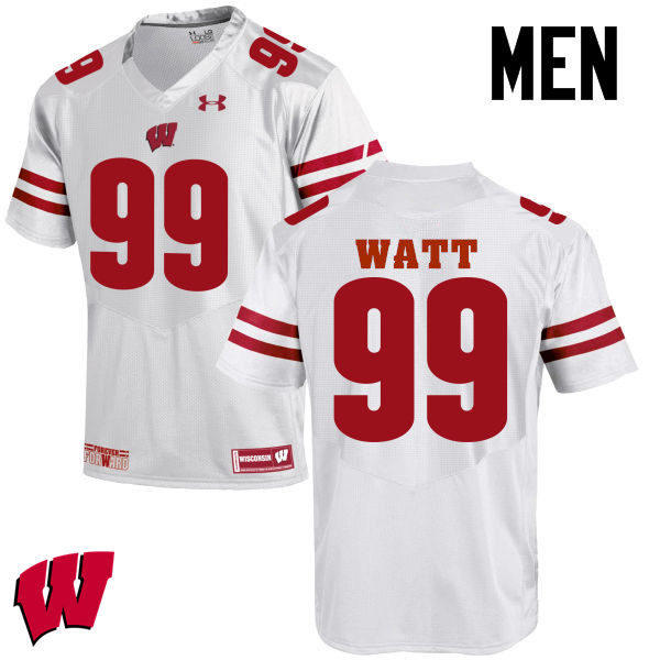 Men Wisconsin Badgers #99 J. J. Watt College Football Jerseys-White